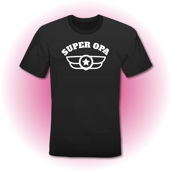 T-Shirt zwart 'SUPER OPA' model Wings