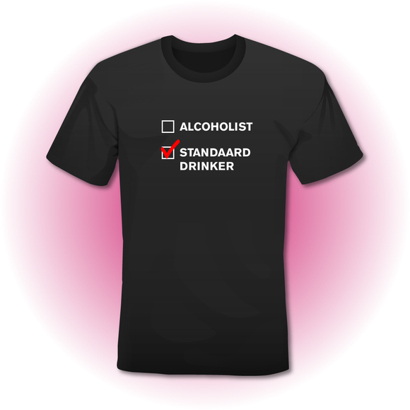 T-Shirt zwart 'ALCOHOLIST / STANDAARD DRINKER'