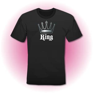 T-Shirt KING met kroon  in goud of zilver