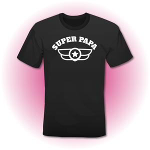 T-Shirt zwart 'SUPER PAPA' model Wings