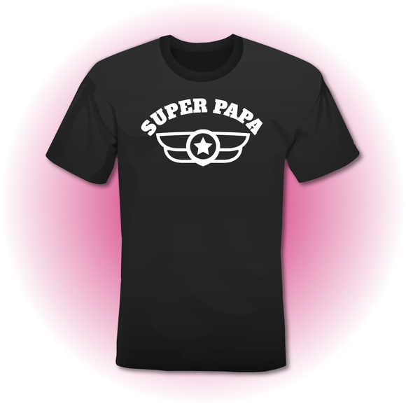 T-Shirt zwart 'SUPER PAPA' model Wings